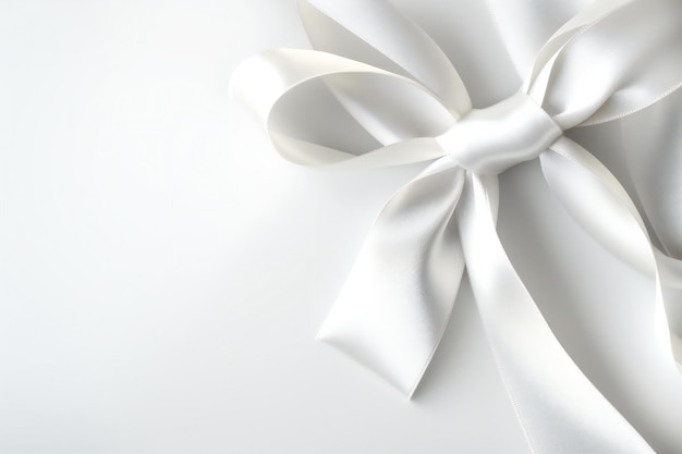 A white bow is tied to a white bow.