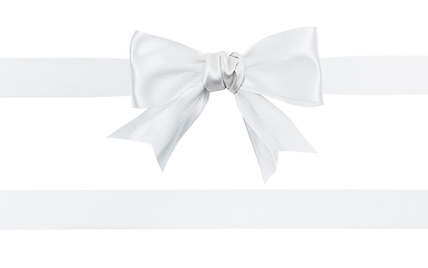 White bow and ribbon on white isolated