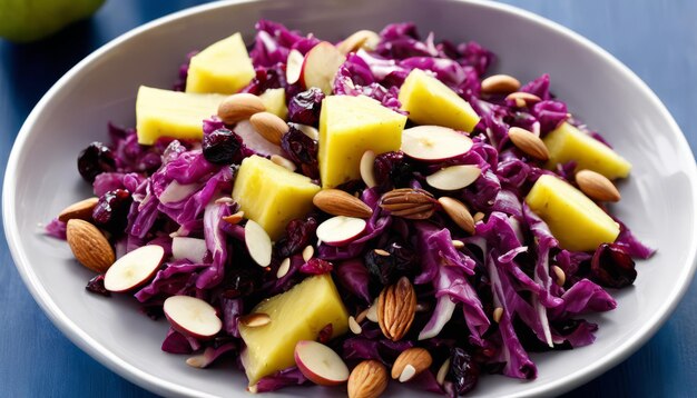 A white bowl filled with a mix of fruits and vegetables