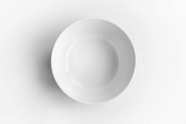 White bowl isolated top view