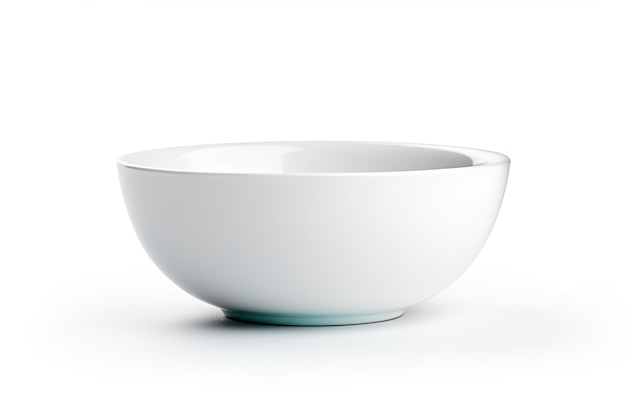 White Bowl Isolated on White Background Clean and Empty Top View of Dish Object