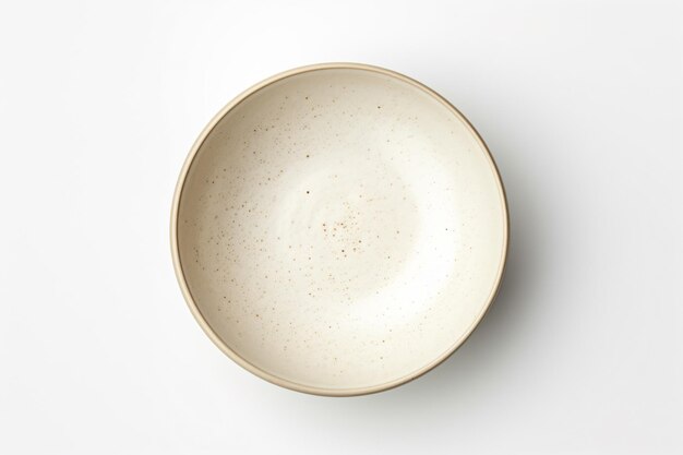 Photo a white bowl with a brown rim on a white surface