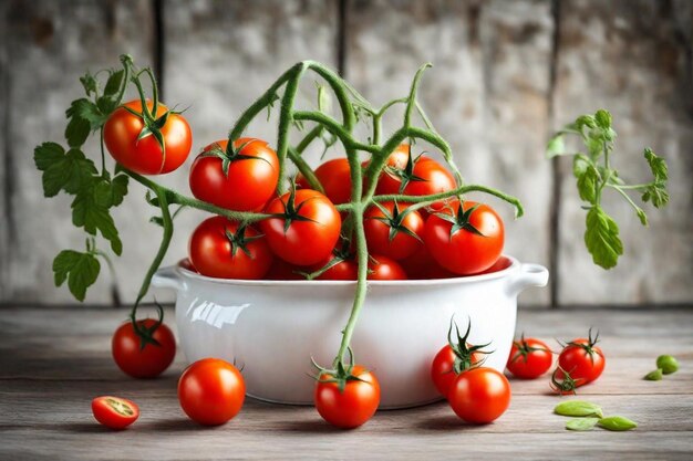 a white bowl with tomatoes on it and a white bowl with the word tomato on it