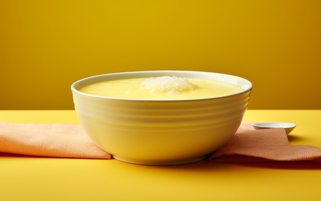 White bowl on a yellow background