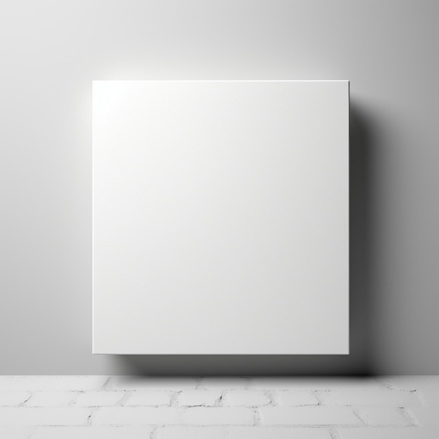 a white box on a brick floor with a brick floor