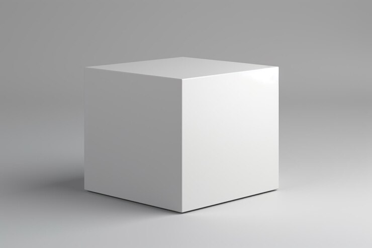 Photo a white box on a gray surface in a close up