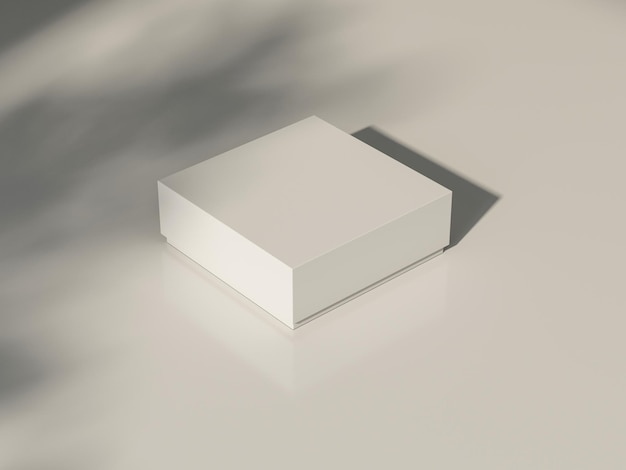 white box mockup on white table with shadows, 3d rendering