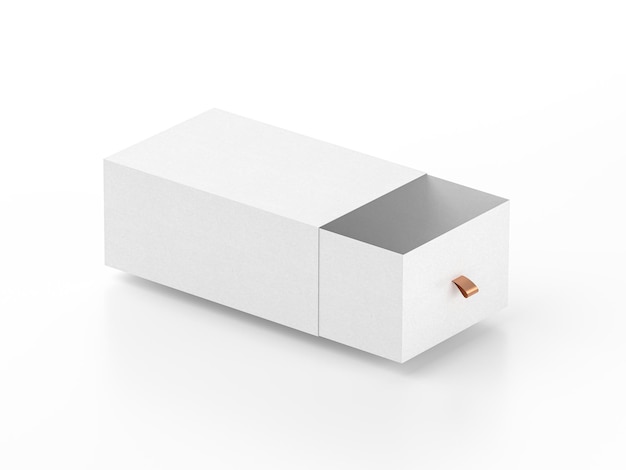 White box packaging mockup half side view 3d rende l'illustrazione