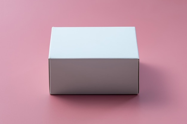 White box on pink background mock up