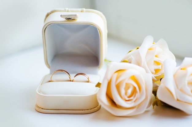 반지와 반지를위한 백색 상자