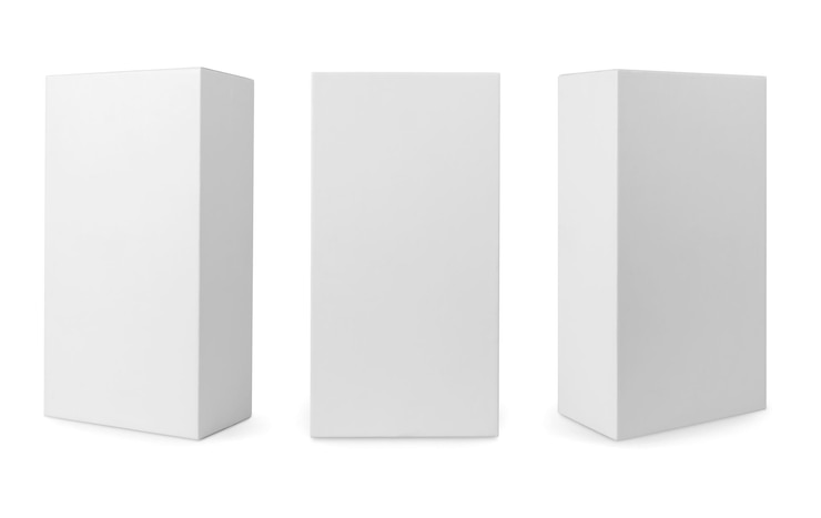 Photo white box set isolated on white with clipping path