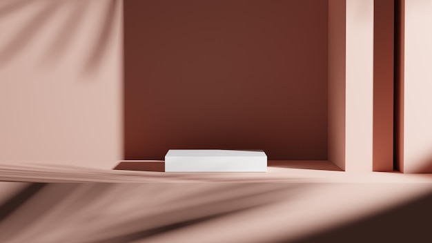 A white box sits in a corner of a pink wall.