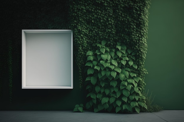 A white box sitting in front of a green wall generative AI