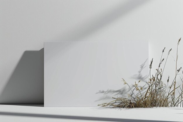 Photo a white box sitting on top of a table next to a plant