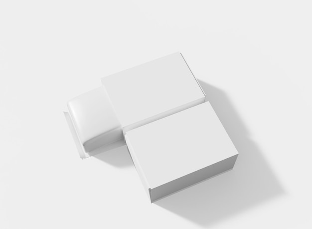 베이지색 배경에 고립 된 화장품 제품에 흰색 상자 비누