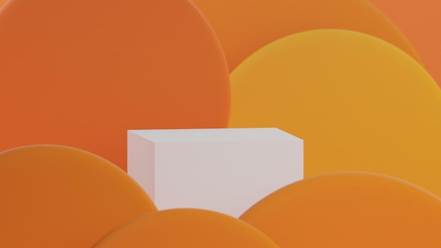 A white box surrounded by orange circles