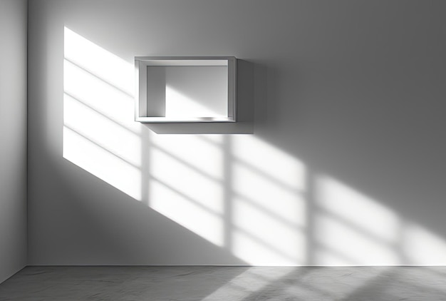 Photo a white box on a wall with the light coming through the window