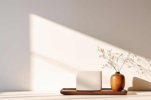 Photo a white box with a flower in it sits on a table.