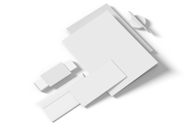 A white box with a pen on a white background.