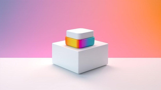 Photo a white box with a rainbow logo on it