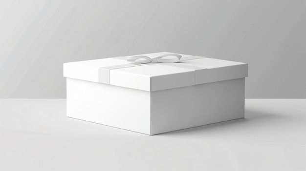 Photo a white box with a ribbon on it sits on a white table