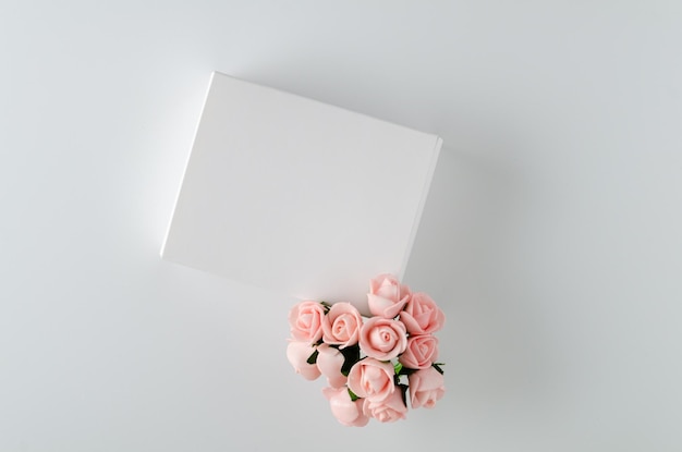 White box with small roses