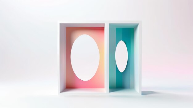 写真 2 種類 の 色 の 形 を 持つ 白い 箱