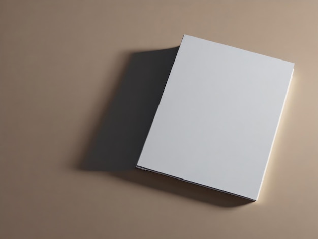 A white box with a white cover sits on a brown surface.