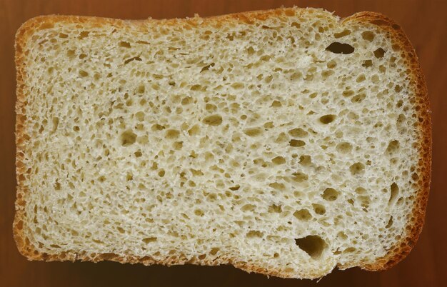 White bread texture in a cut closeup view on the plane of the finished dough product