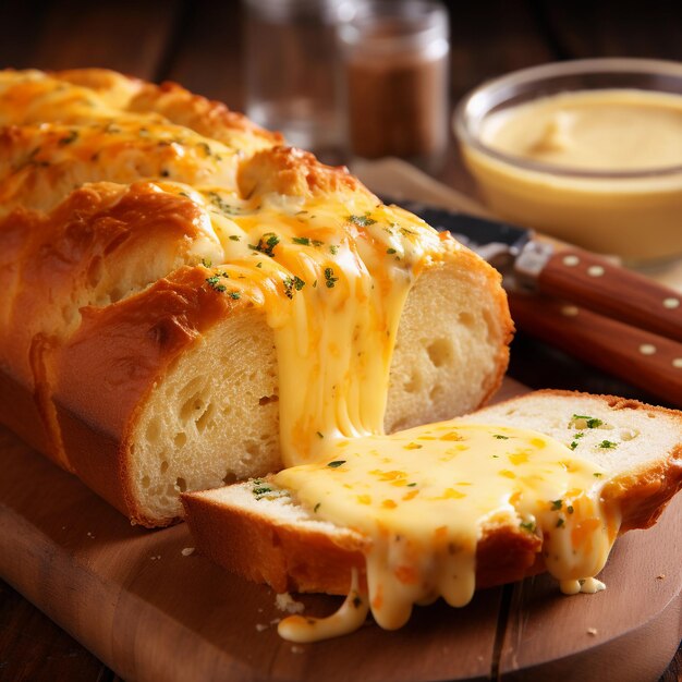 белый хлеб с расплавленным сыром