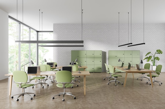 White brick open space office interior