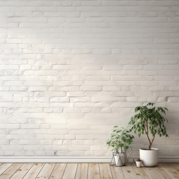 Photo white brick wall texture wallpaper with a copy space