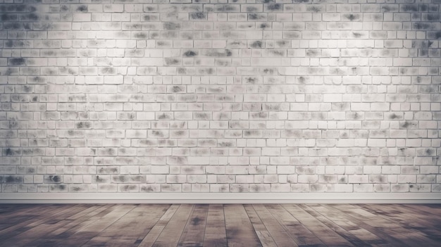 White brick wall with a lamp on the background of stone tiles Generative AI