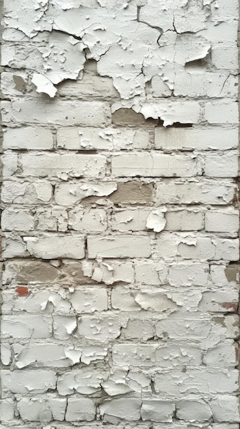 White brick wall with peeling white paint