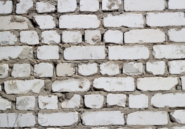 A white brick wall with a rough texture