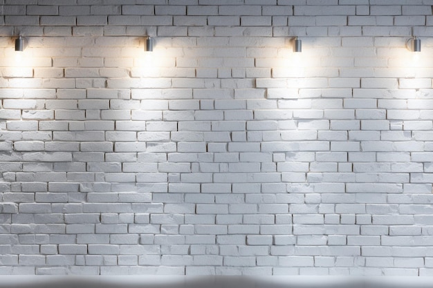 Photo white brick wall with spot lights background