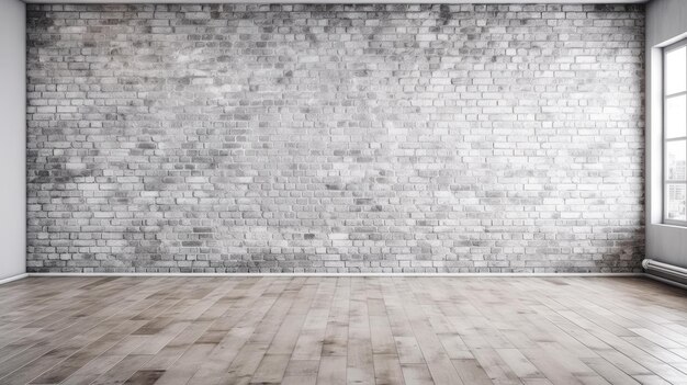 White Brick Wall With Wooden Floor Backdrop