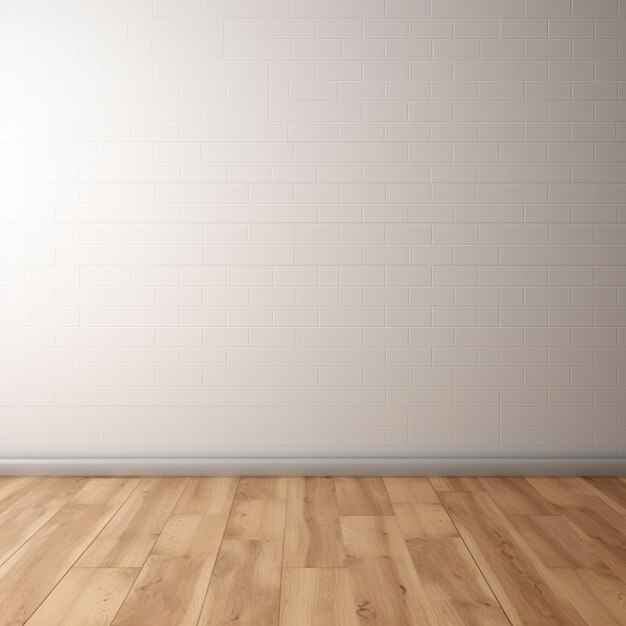 White Brick Wall With Wooden Floor Backdrop