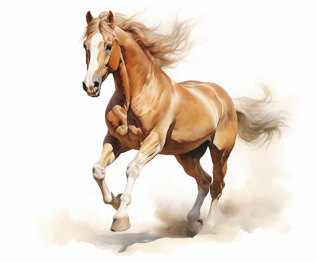 White brown blue horse mane tail hooves an animal is a friend of a person a pet