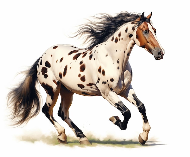 White brown blue horse mane tail hooves an animal is a friend of a person a pet