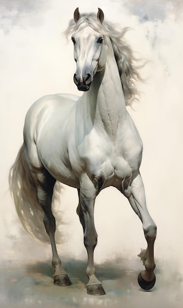 White brown blue spotted horse mane tail hooves an animal is a friend of a person a pet