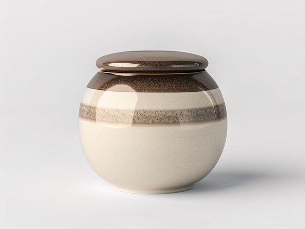 Photo a white and brown ceramic jar with a brown lid