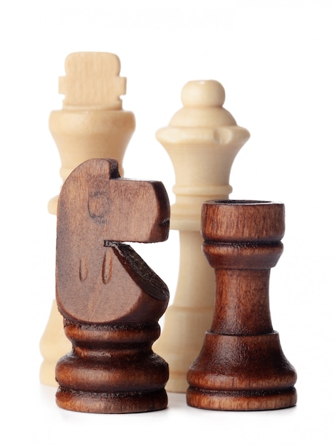 White and brown wooden chess pieces