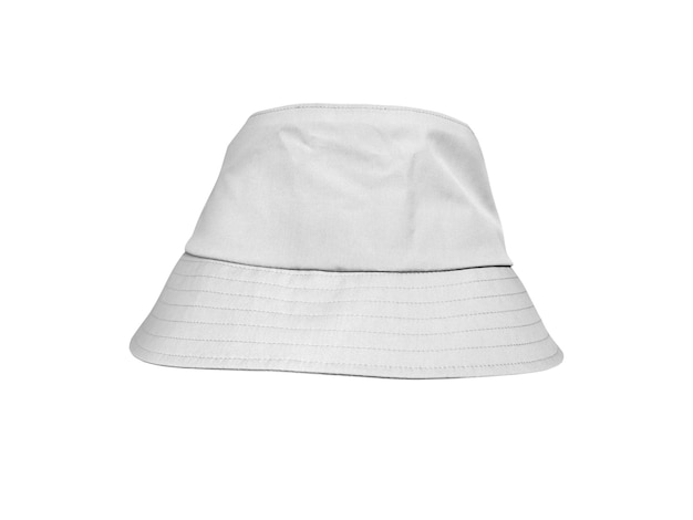 白い背景に隔離された白いバケツの帽子