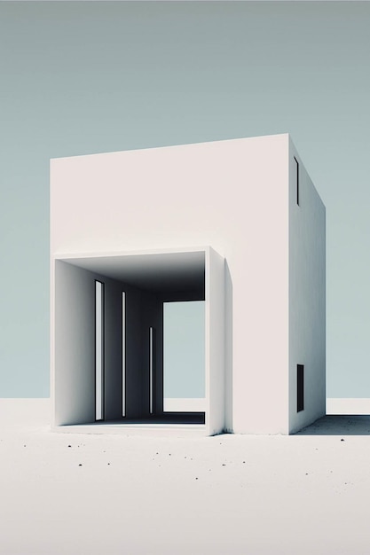 White building sitting in the middle of a desert generative ai