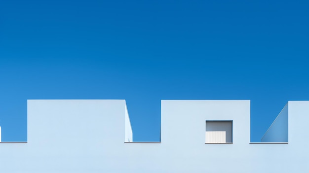 a white building with a blue sky in the background