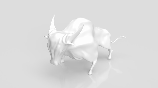 Foto il toro bianco su sfondo chiaro per il rendering 3d del concetto di business