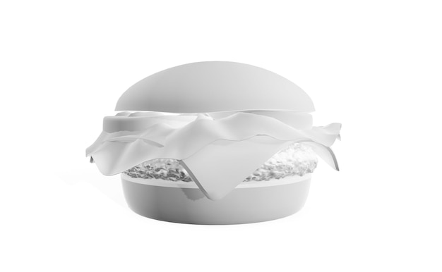 White burger isolated 3d render