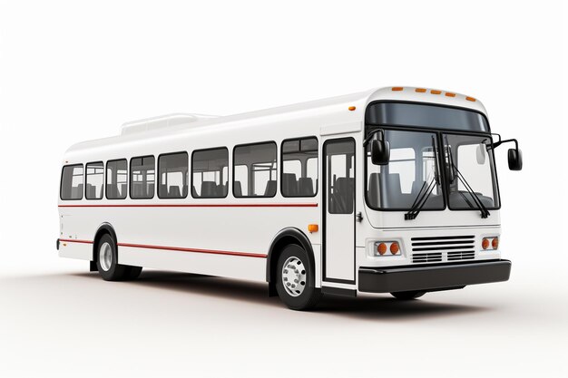 White bus on a white background 3d rendering Side view