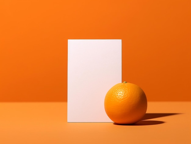 White business card mockup 3d effect on orange background